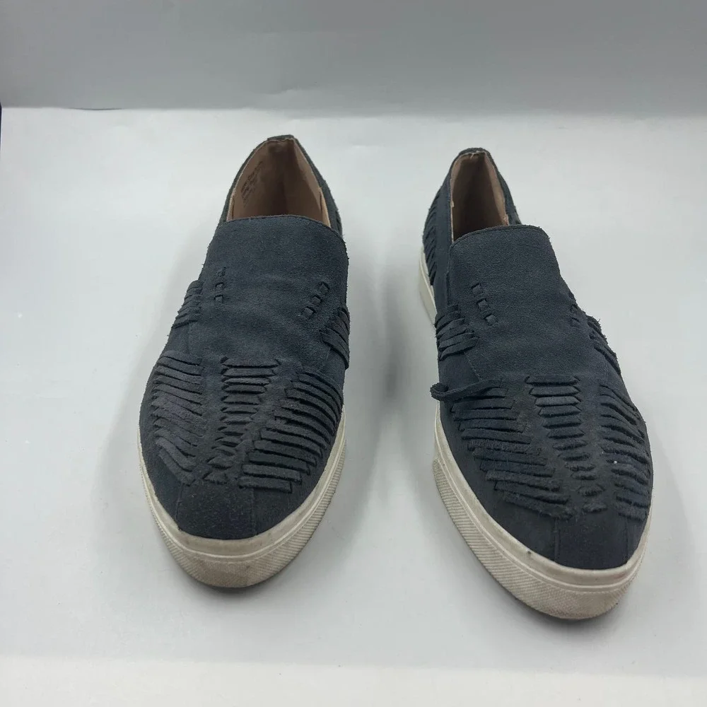 Sole Society‎ Woven Gray Blue Cow Suede Casual Loafer Leather Slip On Women's 10